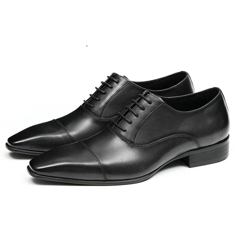 Sapatos Formais Masculinos Elegantes Corporativos Couro Britânico Esculpido - Preto