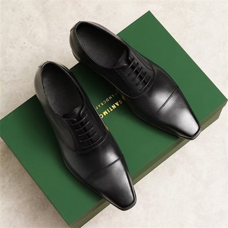 Sapatos Formais Masculinos Elegantes Corporativos Couro Britânico Esculpido - Preto