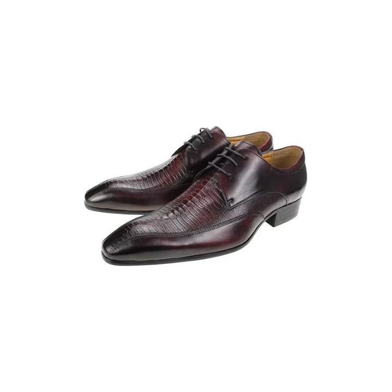 Sapatos Formais Masculinos Elegantes Couro Crocodilo Luxo Brogue Oxford - Vermelho