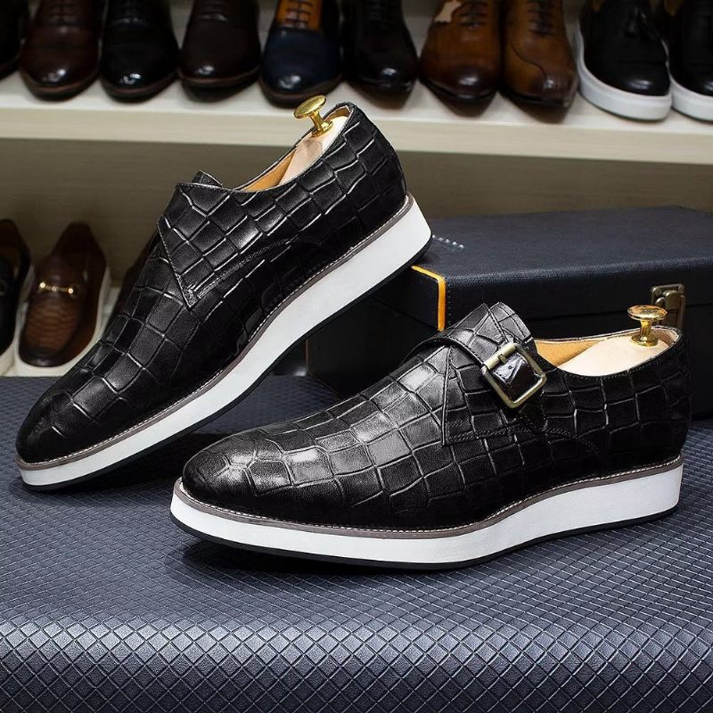 Sapatos Formais Masculinos Elegantes Couro Estilo Brogue Para Casamento Oxford - Preto