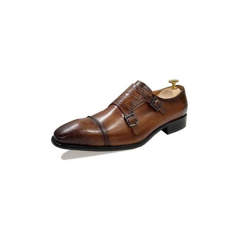 Sapatos Formais Masculinos Elegantes Crocblend Monk Strap Sociais - Café