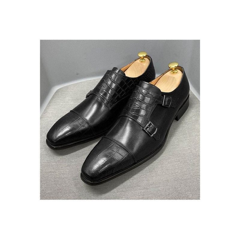 Sapatos Formais Masculinos Elegantes Crocblend Monk Strap Sociais - Preto