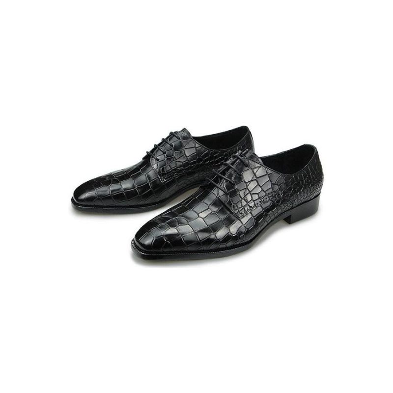 Sapatos Formais Masculinos Elegantes Croctex Dedo Apontado Derby Vestido Luxo - Preto