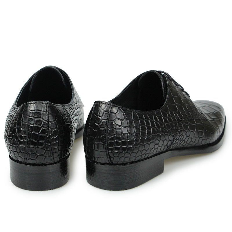 Sapatos Formais Masculinos Elegantes Croctex Dedo Apontado Derby Vestido Luxo - Preto