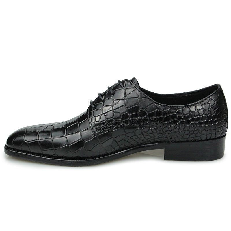 Sapatos Formais Masculinos Elegantes Croctex Dedo Apontado Derby Vestido Luxo - Preto