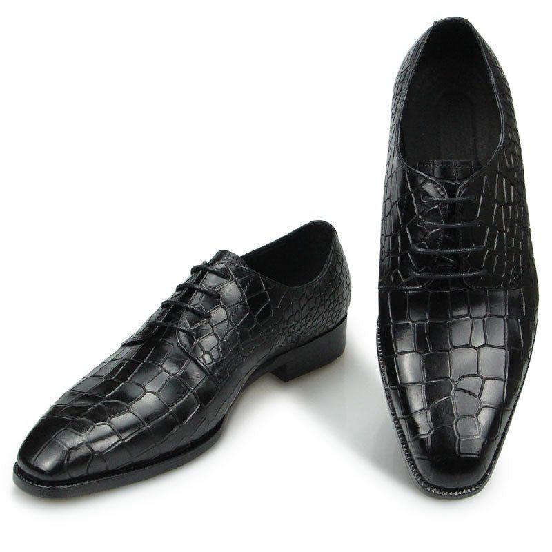 Sapatos Formais Masculinos Elegantes Croctex Dedo Apontado Derby Vestido Luxo - Preto