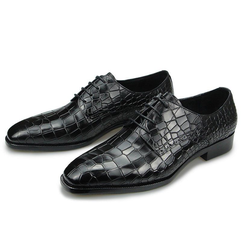 Sapatos Formais Masculinos Elegantes Croctex Dedo Apontado Derby Vestido Luxo - Preto