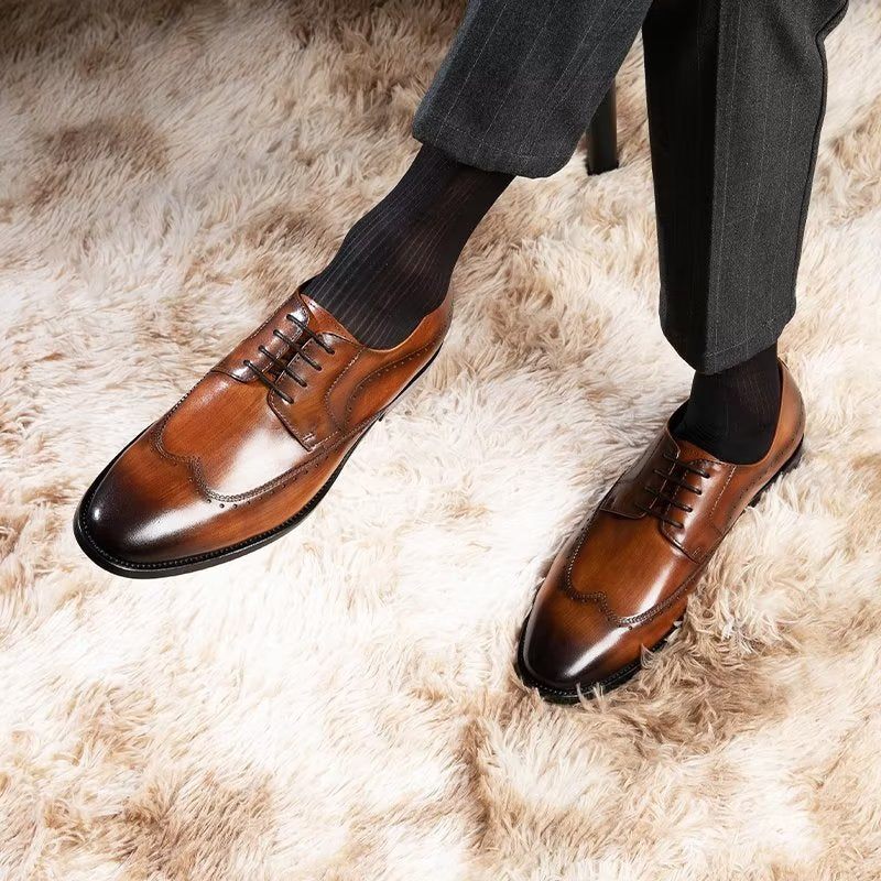 Sapatos Formais Masculinos Elegantes Derbies - Café