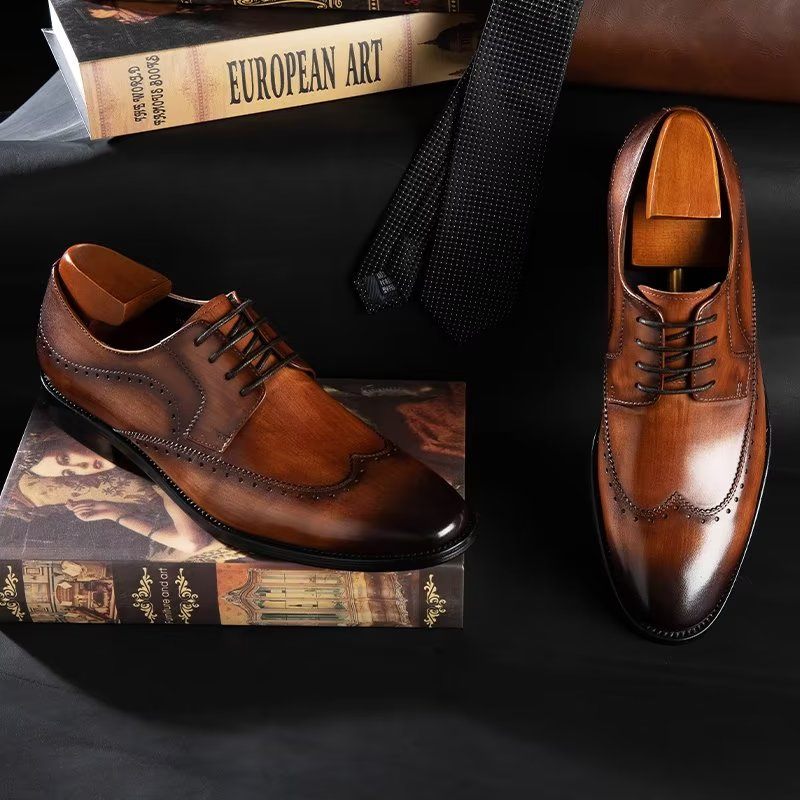 Sapatos Formais Masculinos Elegantes Derbies - Café