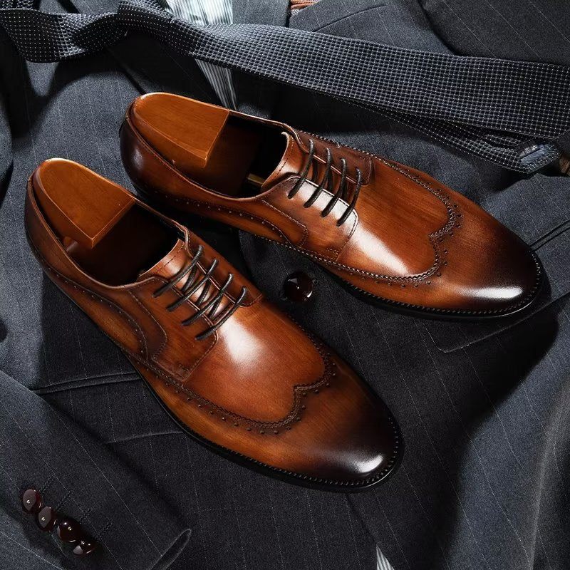 Sapatos Formais Masculinos Elegantes Derbies - Café