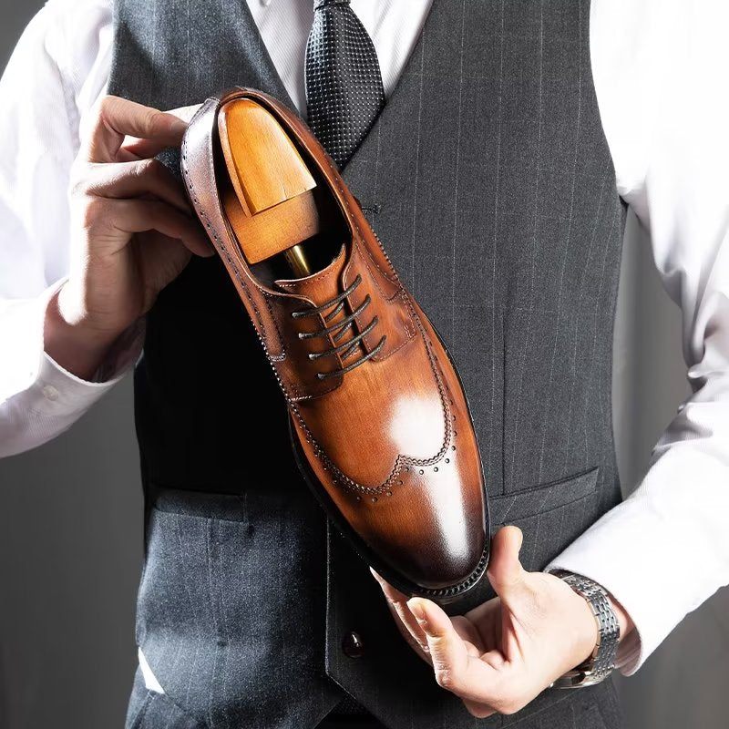 Sapatos Formais Masculinos Elegantes Derbies - Café