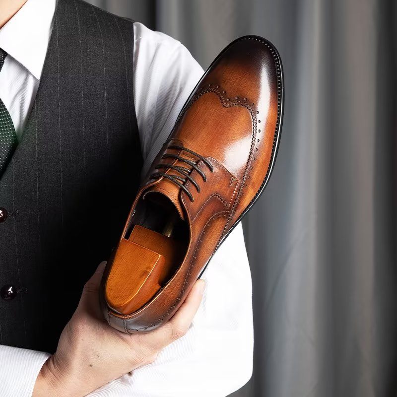 Sapatos Formais Masculinos Elegantes Derbies - Café