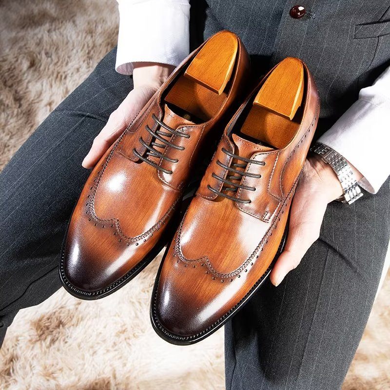 Sapatos Formais Masculinos Elegantes Derbies - Café