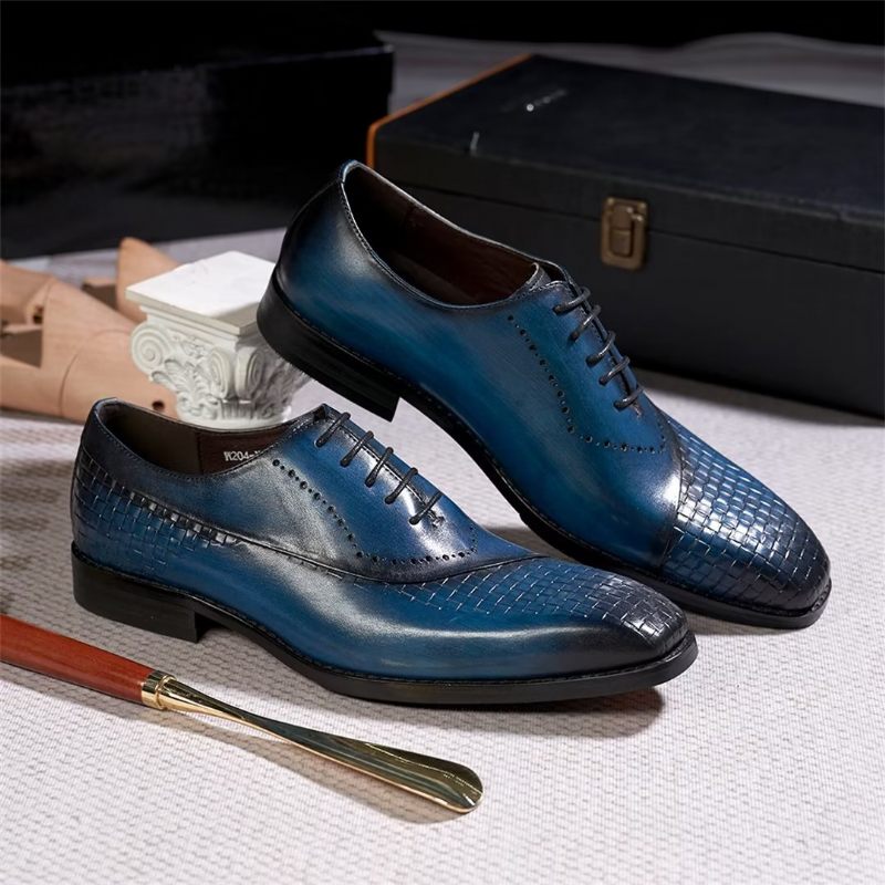 Sapatos Formais Masculinos Elegantes E Chiques Seleção Vestido Couro -  Azul