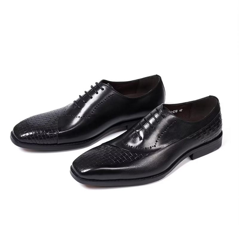 Sapatos Formais Masculinos Elegantes E Chiques Seleção Vestido Couro - Preto 