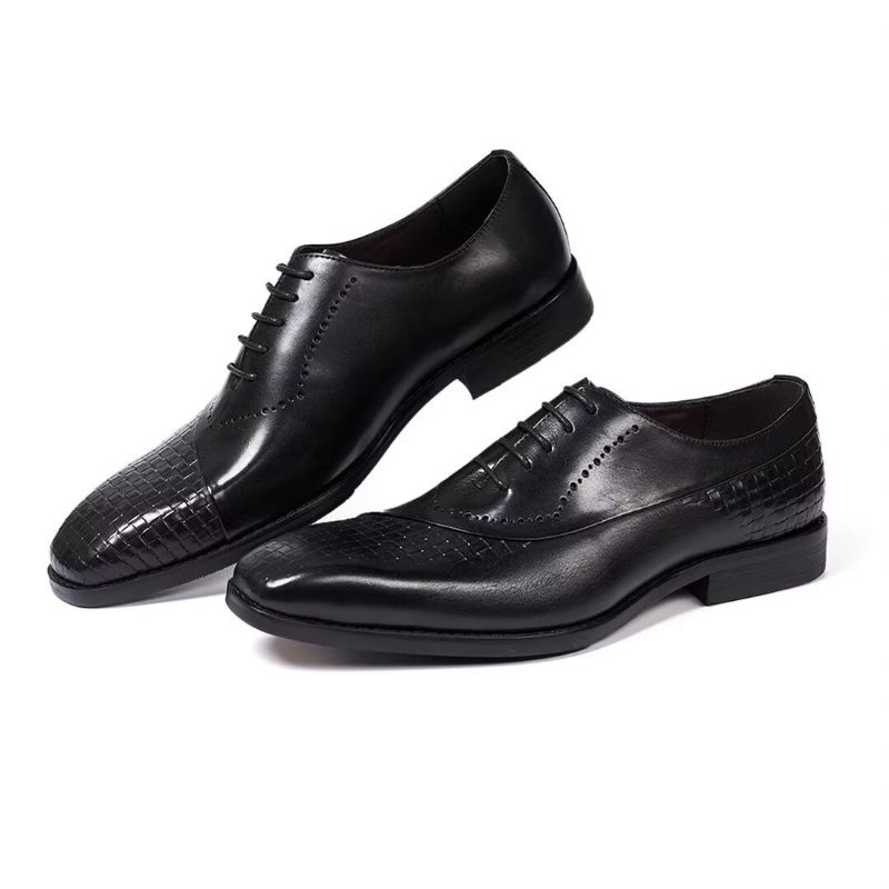 Sapatos Formais Masculinos Elegantes E Chiques Seleção Vestido Couro - Preto 