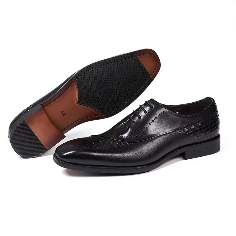 Sapatos Formais Masculinos Elegantes E Chiques Seleção Vestido Couro - Preto 