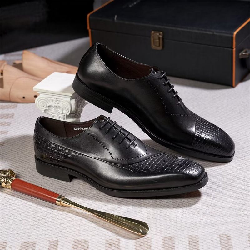 Sapatos Formais Masculinos Elegantes E Chiques Seleção Vestido Couro - Preto 