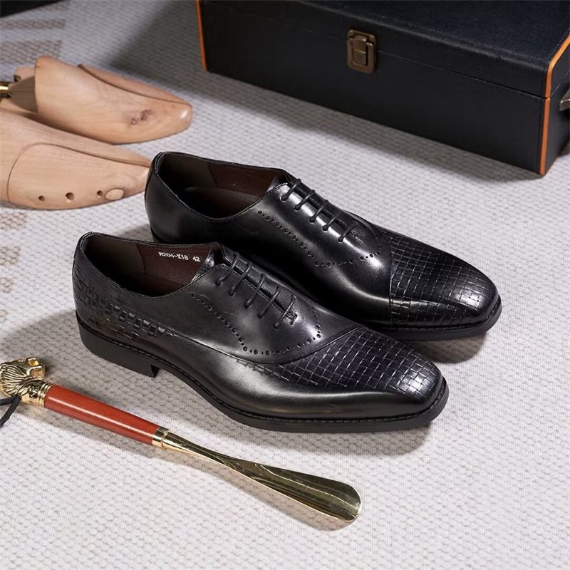 Sapatos Formais Masculinos Elegantes E Chiques Seleção Vestido Couro - Preto 