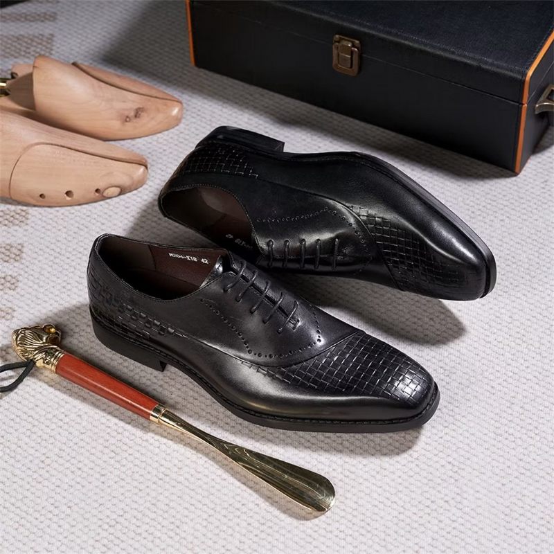 Sapatos Formais Masculinos Elegantes E Chiques Seleção Vestido Couro - Preto 