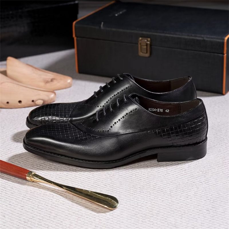 Sapatos Formais Masculinos Elegantes E Chiques Seleção Vestido Couro - Preto 