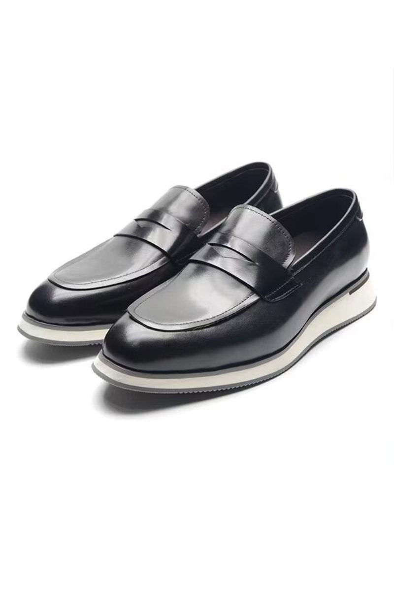 Sapatos Formais Masculinos Elegantes E Minimalistas Em Couro - Preto 