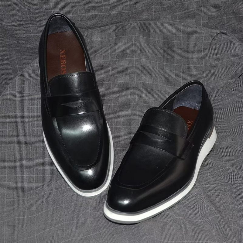 Sapatos Formais Masculinos Elegantes E Minimalistas Em Couro - Preto 