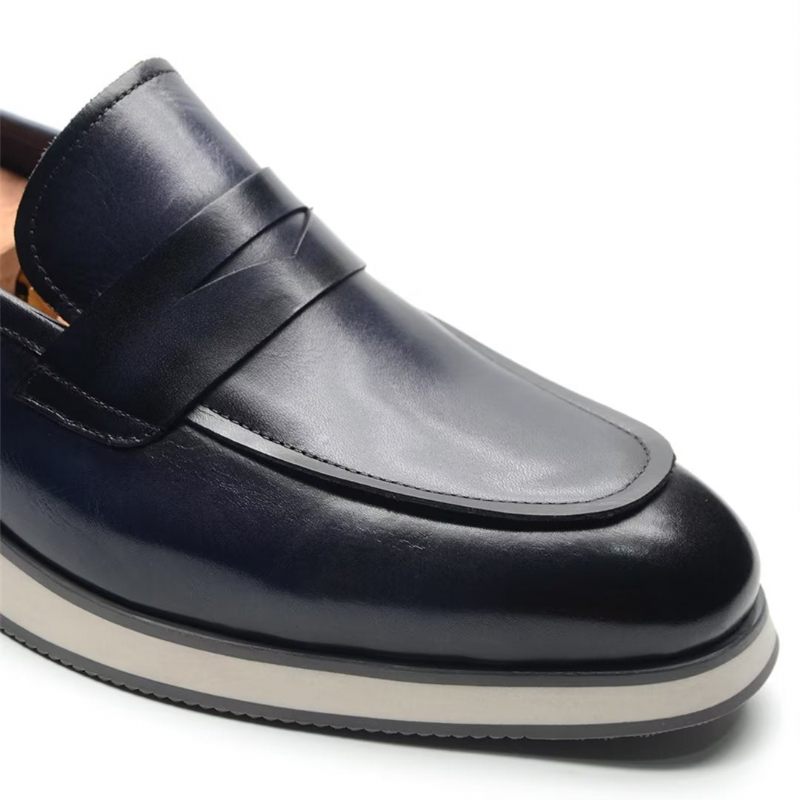 Sapatos Formais Masculinos Elegantes E Minimalistas Em Couro - Preto 