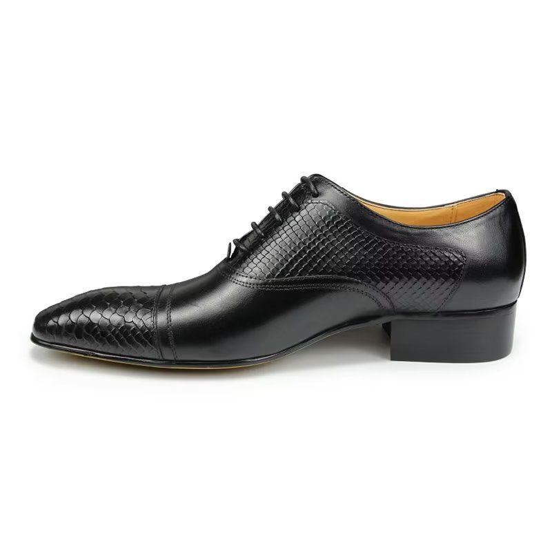 Sapatos Formais Masculinos Elegantes E Personalizados Em Couro Brogue Com Cadarços Para Casamento - Preto