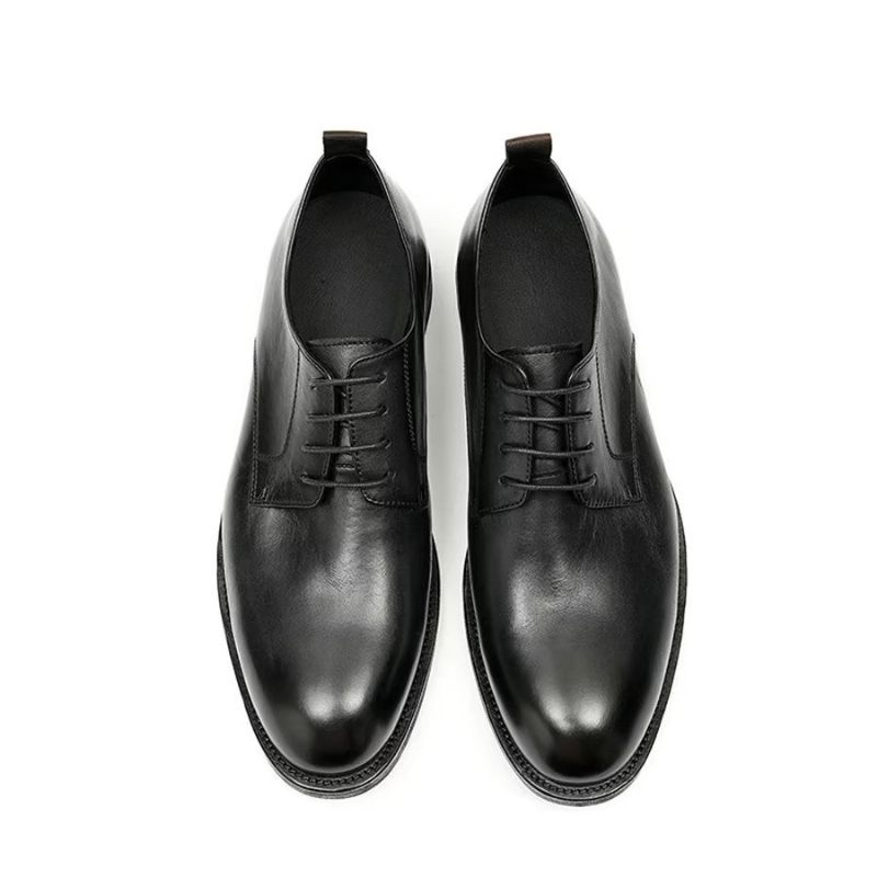 Sapatos Formais Masculinos Elegantes Esculpidos Em Couro Britânico Para Escritório - Preto