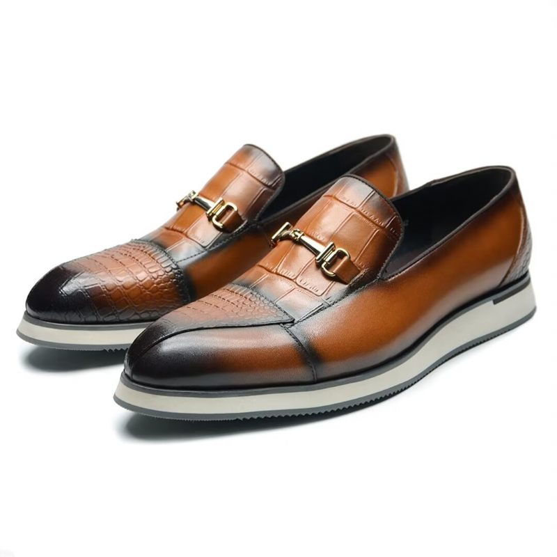 Sapatos Formais Masculinos Elegantes Estilo Slip-on - Marrom