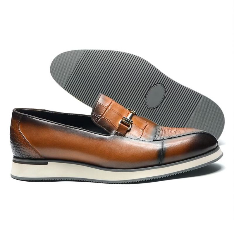 Sapatos Formais Masculinos Elegantes Estilo Slip-on - Marrom