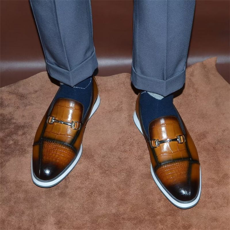 Sapatos Formais Masculinos Elegantes Estilo Slip-on - Marrom