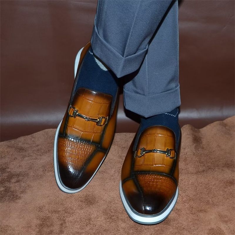 Sapatos Formais Masculinos Elegantes Estilo Slip-on - Marrom