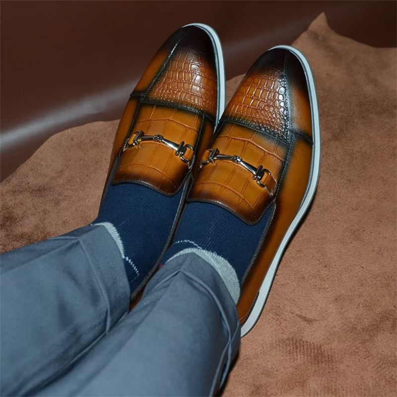 Sapatos Formais Masculinos Elegantes Estilo Slip-on - Marrom