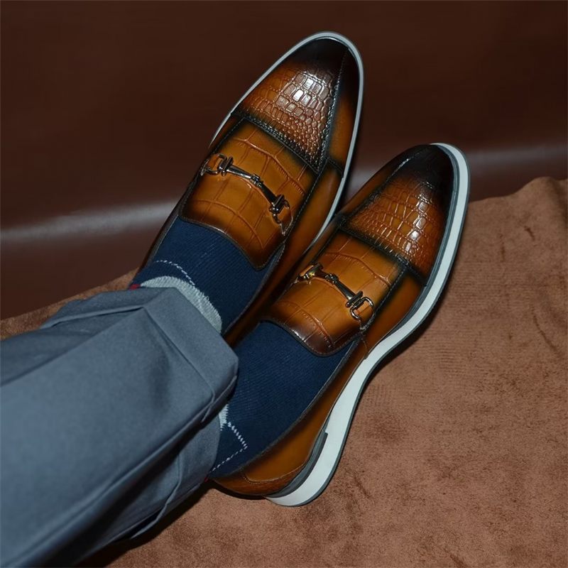 Sapatos Formais Masculinos Elegantes Estilo Slip-on - Marrom