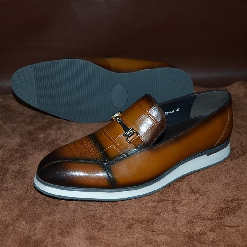 Sapatos Formais Masculinos Elegantes Estilo Slip-on - Marrom