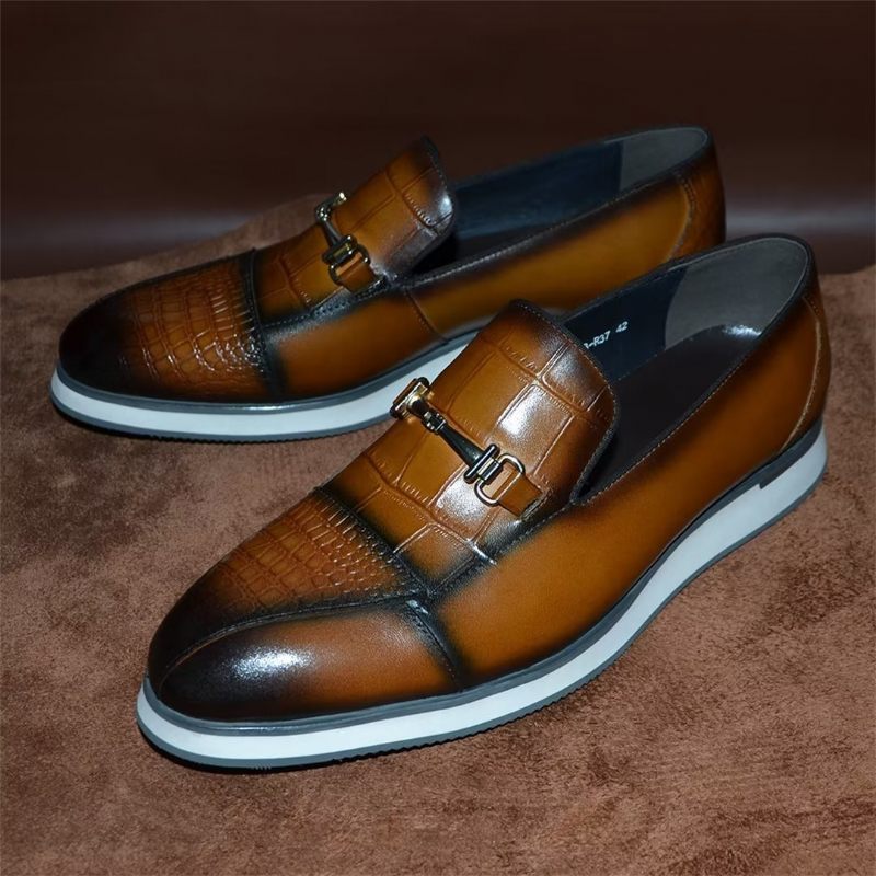 Sapatos Formais Masculinos Elegantes Estilo Slip-on - Marrom