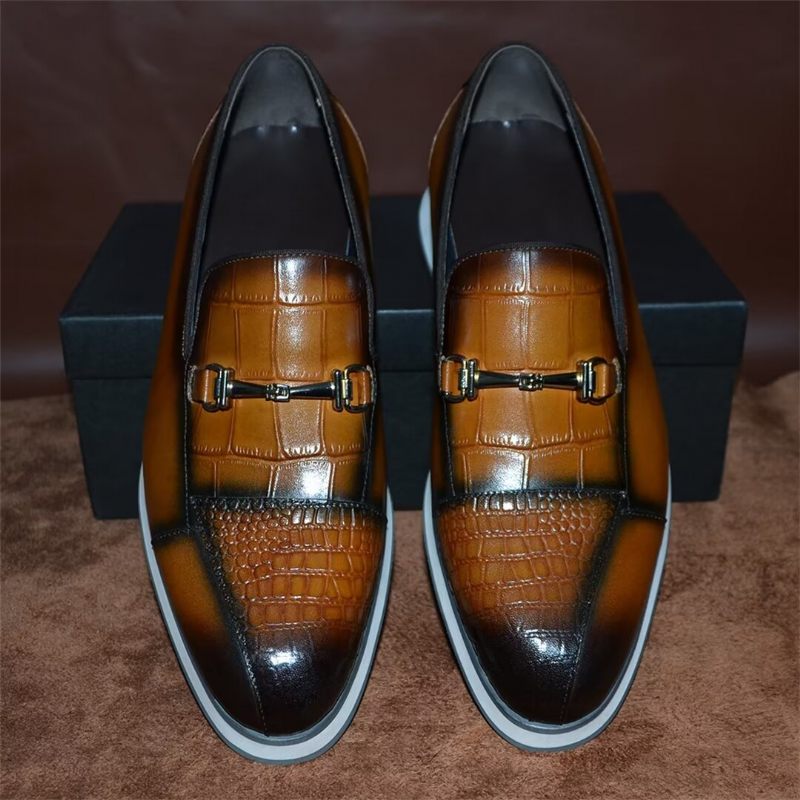 Sapatos Formais Masculinos Elegantes Estilo Slip-on - Marrom