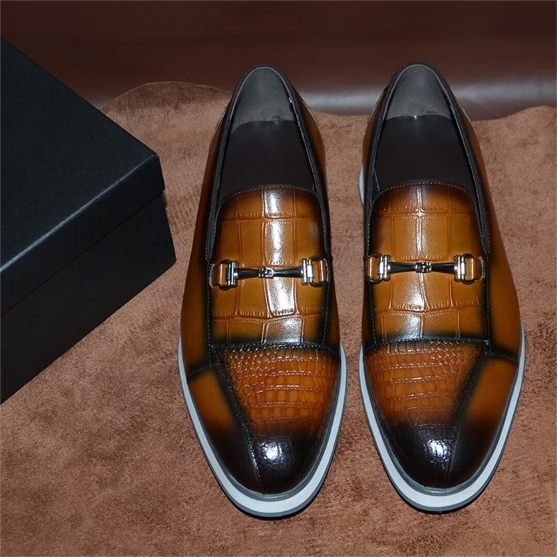 Sapatos Formais Masculinos Elegantes Estilo Slip-on - Marrom