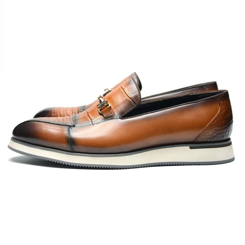 Sapatos Formais Masculinos Elegantes Estilo Slip-on - Marrom