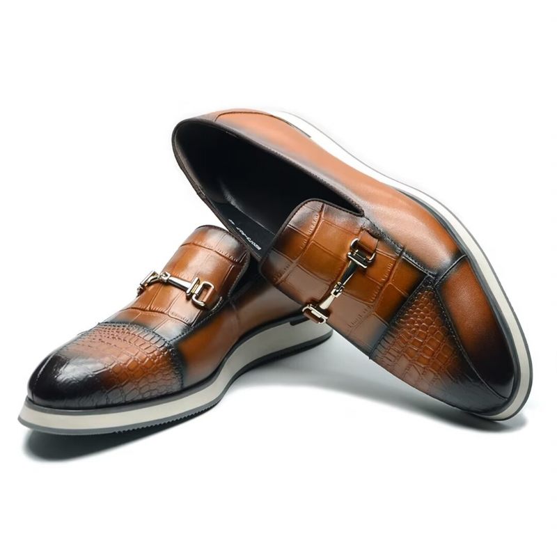 Sapatos Formais Masculinos Elegantes Estilo Slip-on - Marrom