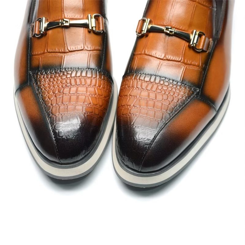 Sapatos Formais Masculinos Elegantes Estilo Slip-on - Marrom