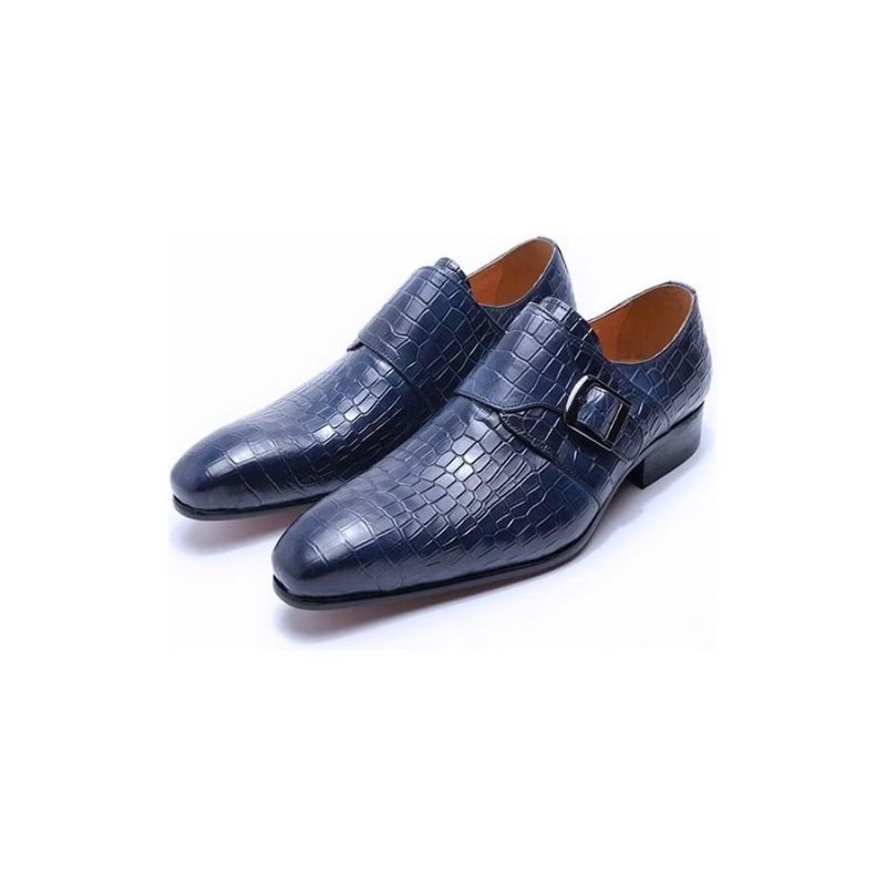 Sapatos Formais Masculinos Elegantes Luxo Croc Monkstrap Sociais - Azul