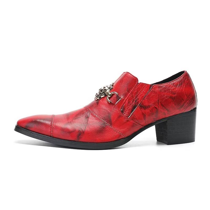 Sapatos Formais Masculinos Elegantes Sem Cadarço - Vermelho