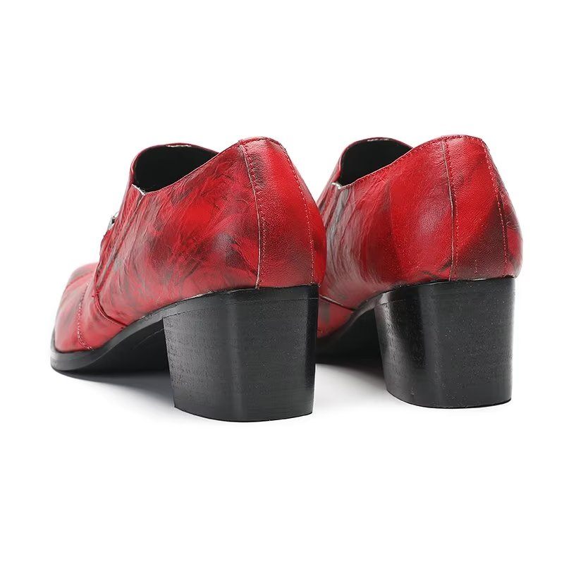 Sapatos Formais Masculinos Elegantes Sem Cadarço - Vermelho