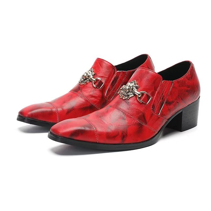 Sapatos Formais Masculinos Elegantes Sem Cadarço - Vermelho