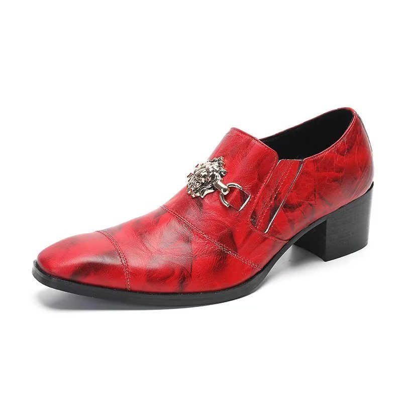 Sapatos Formais Masculinos Elegantes Sem Cadarço - Vermelho