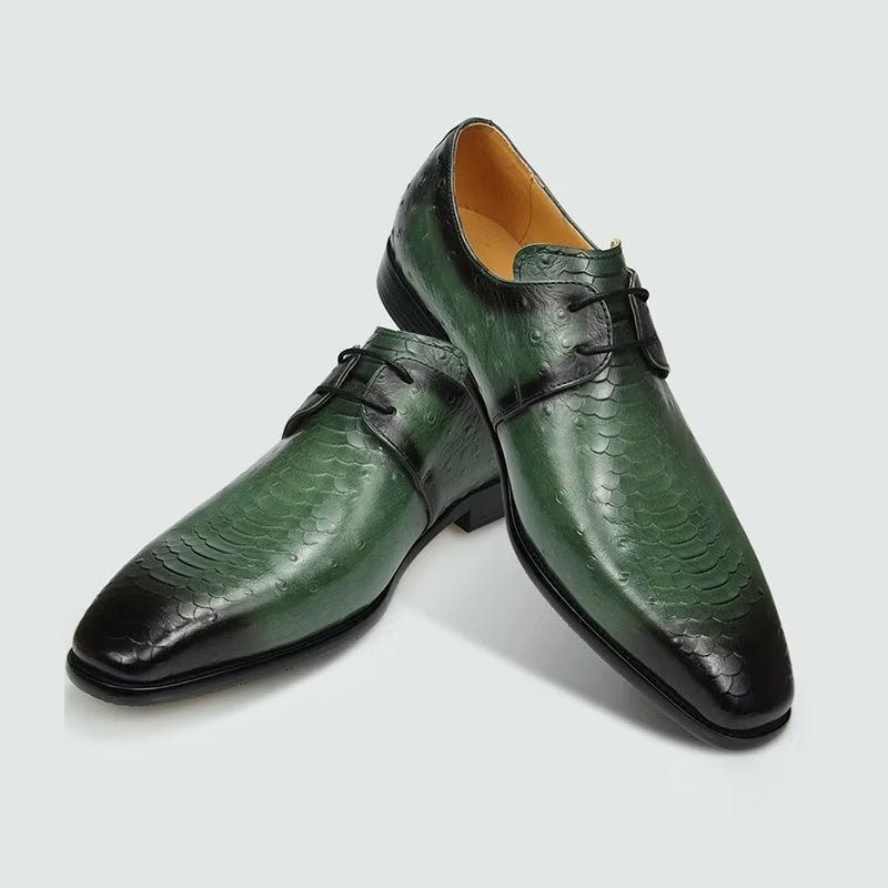 Sapatos Formais Masculinos Elegantes Sob Medida Brogue Couro Casamento - Verde