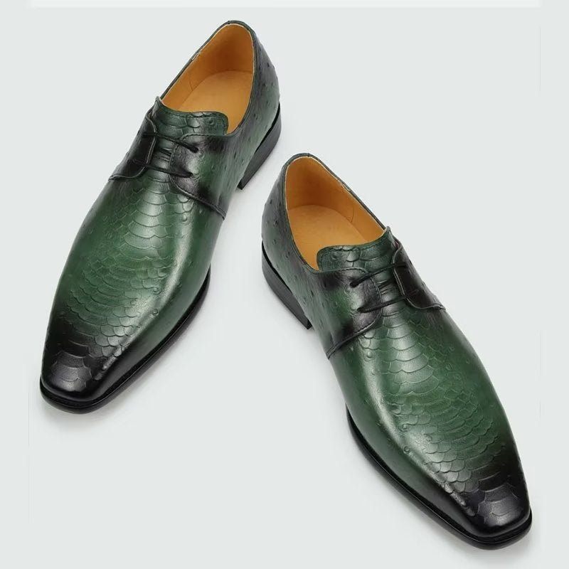 Sapatos Formais Masculinos Elegantes Sob Medida Brogue Couro Casamento - Verde